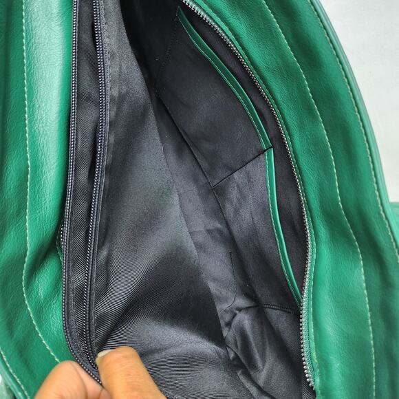 Pulicati Kelly Green Genuine Woven Italian Leather Satchel Tote Laptop Bag - Picture 6 of 12